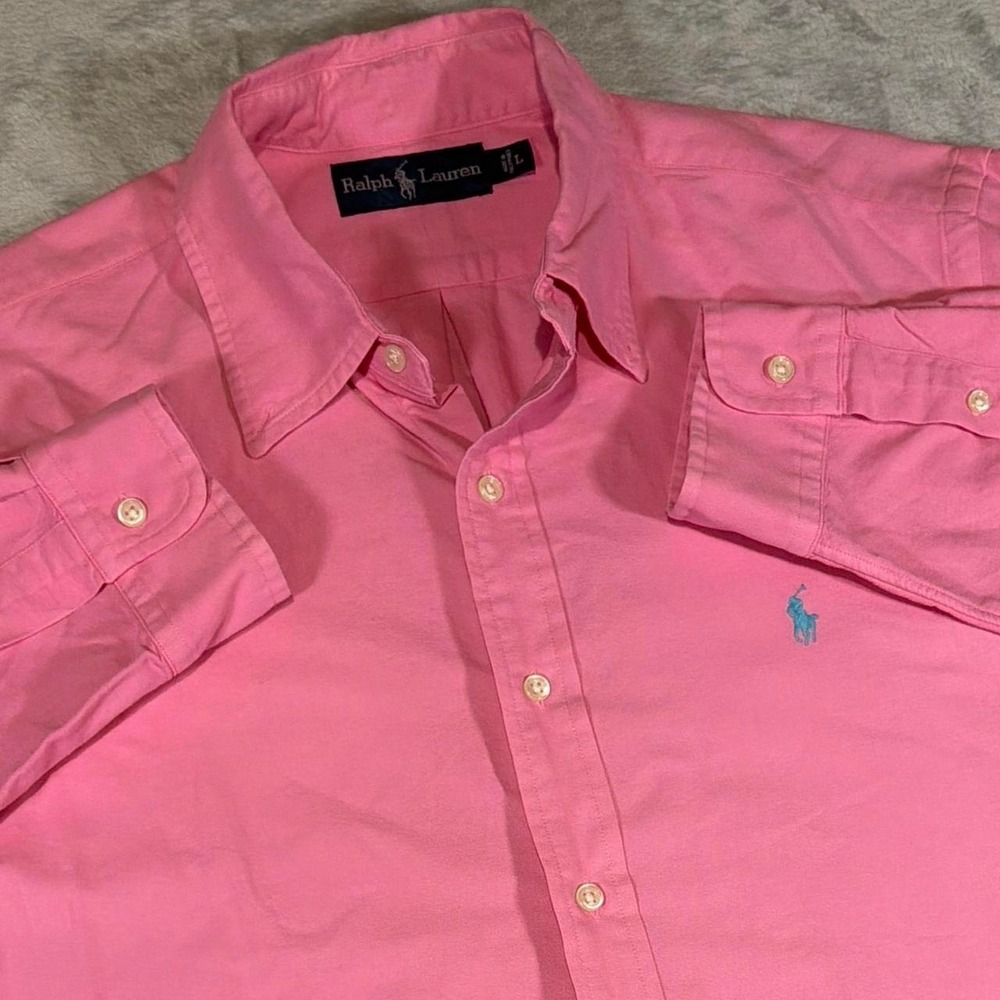 90s Vintage Ralph Lauren Lightweight Button Down Shirt | Pink | Large